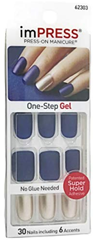 Kiss imPress Short Length Navy Blue Matte Nails 62303 Bells & Whistles by Broadway Press-On Manicure Nails