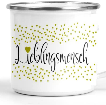 Tasse Lieblingsmensch - Dankeschön Geschenk - Emaille-Tasse mit Spruch - Emaillebecher als Geschenkidee - Beste Freundin Kollegen - Freundschaftstassen LIebe