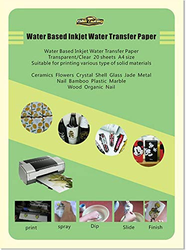 20 Blatt Tintenstrahldrucker Wasserschiebefolie Weiß DIN A4 (210 x 297mm) Weiß Base Printable Decal Papier Wasser Transfer Folie