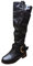 Stivali Alti Pelle Stivaletti Invernali Stivali da Neve Stivali Donna Moda Stivali al Ginocchio Stivali da Equitazione Tacchi Spessi Scarpe in Pelle (35,Nero)