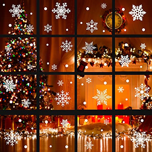 LIHAO 212 Stück Schneeflocken Fensterbilder Weihnachten Fensteraufkleber Weihnachtssticker Fensterdeko Weihnachtsschmuck