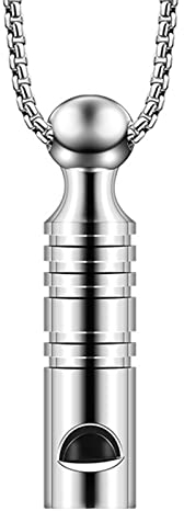 JewelryWe Schmuck Halskette Herren Damen Edelstahl SOS Pfeife Schiedsrichter-Pfeife Trillerpfeifen Signalpfeifen Anhänger mit 60cm Kette Geschenk Silber
