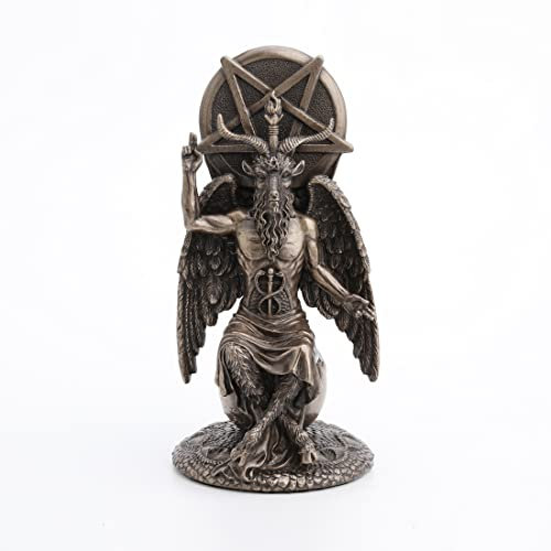 Veronese Design 21,6 cm Baphomet sitzend auf dem Globus Fallen Wicca-Kunstharz-Statue, Bronze-Finish