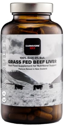 Carnivore Go 100% Grass Fed Beef Liver Capsules - for Energy, Immunity, Focus, Detoxification & Skin Health - 180, 500mg Desiccated Beef Liver Supplements - UK Made - No GMO, Hormones, Antibiotics