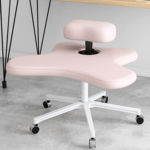 Kniestuhl, Ergonomischer Sitz, Fünfzackig mit Rollen, Höhenverstellbarer Hocker Zur Haltungsverbesserung und korrektur, Geeignet für Den Einsatz im Home Office, Mehrfarbige Ausführung ( Color : Pink )
