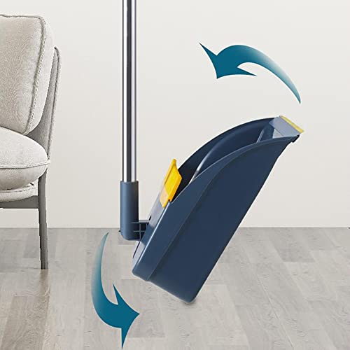 Youding Escoba y recogedor, recogedor vertical alto extensible de mango largo y cepillo de barrido giratorio de 180grados, para el hogar y la cocina con combo de escoba, escoba suave y recogedor