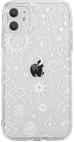 CHEORFAY iPhone 11 Case, Clear Transparent Flexible Soft Silicone TPU Bumper Buffer Shockproof Protective Cover with Fantasy Astrology Pattern Design for iPhone 11 - Moon Star