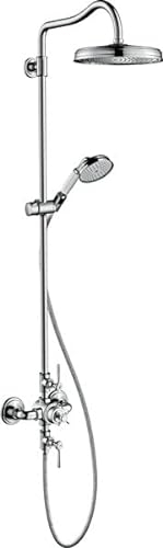 hansgrohe AXOR Montreux Showerpipe mit Thermostat, Kopfbrause 240 1jet Classic, Farbe: Brushed Black Chrome