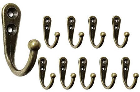 Mokife Ganci Appendiabiti Vintage, 12 Bronzo Anticato Ganci Attaccapanni da Porta Piccoli Singolo Metallo Gancio Multifunzione per Vestiti Vestaglia Tenda Asciugamano Cappello Chiave