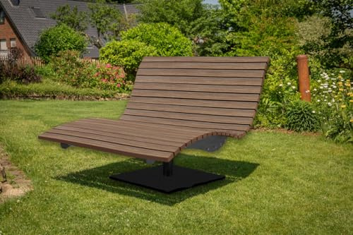 SCALANT Waldsofa Swing + Polsterauflage Wave + Schutzhülle, drehbar 360°, WPC-Latten, für 2-3 Personen, Sonnenliege, Wellenliege, Relaxliege, Himmelsliege, Liege für den Garten