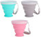 Fezf Lot de 3 gobelets de voyage pliables, gobelets en silicone pliables avec couvercles, gobelets en silicone pliables réutilisables portables pour pique-nique, camping, randonnée en plein air