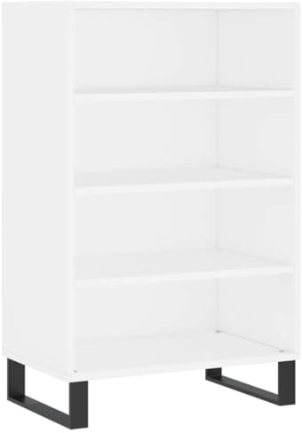 vidaXL Highboard, Sideboard mit viel Stauraum, Kommode Wohnzimmerschrank mit Metallfüßen, Schrank Anrichte Beistellschrank, Weiß Holzwerkstoff