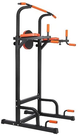 Multi Function Power Tower Dip Station Strength Training Exercise Pull Up Bar for Home Gym, Adjustable Height Dip Stands