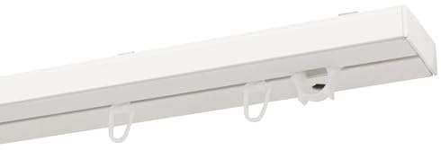 Garesa Gardinenschiene 1-läufig, Weiß I Vorhangschiene aus Kunststoff inkl. Gleiter I Vorgebohrt zur Deckenmontage I Auch für mittelschwere Vorhänge I 210cm