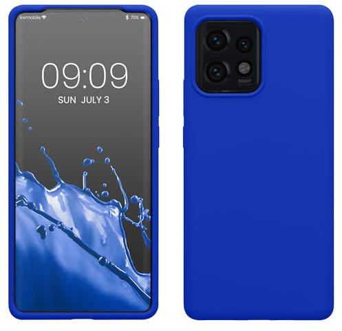 kwmobile Hülle kompatibel mit Motorola Edge 40 Pro/Edge+ (2023) Hülle - Silikon Handy Case - Handyhülle weiche Oberfläche - kabelloses Laden - Baltik Blau