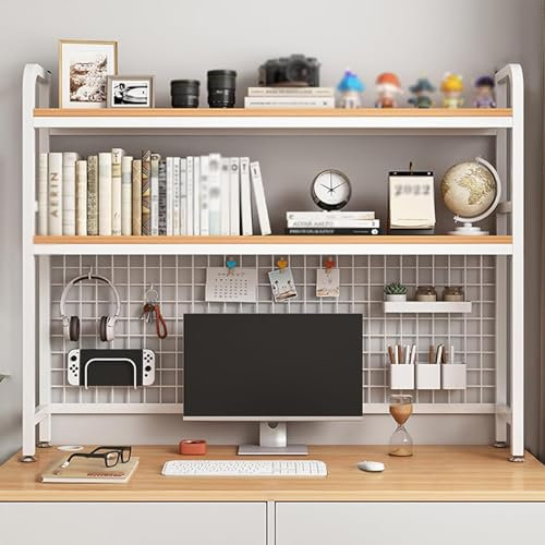 2/3-tier Computer Desktop Bookcase, Over The Desk Shelf Organizer for Dorm Room, Multipurpose Bookshelf for Desk for Dorm Office Home