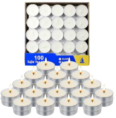Lot de 100 Bougies Chauffe-Plat Blanc,Longue durée de combustion de 4 heures, Décoration d'intérieur, Sans Parfum, Cire Naturelle - Blanc
