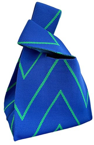 ROCKIA Geknotete Tasche – gestrickte tragbare weiche Handgelenktasche, Ärmelknotentasche, Knoten-Clutch für Reisen, kleine Tragetasche für Mutter, Frau für Hochzeit, Abschlussball, blau, 35 EU