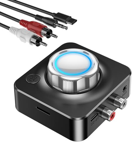 KAIY Ricevitore Bluetooth per stereo domestico, adattatore RCA Bluetooth per ricevitore stereo con surround 3D, adattatore audio AUX da 3,5 mm a bassa latenza per vecchi altoparlanti/stereo vintage