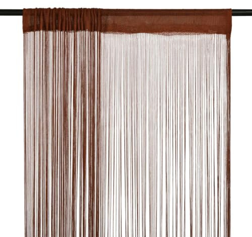 FENLAX Fadenvorhänge 2 STK. 140x250 cm Braun Fadenvorhänge für Türen Vorhang für Terrassentür Türvorhang Insektenschutz Raumteiler Schaufensterdekoration Vielseitigen Fadenvorhängen