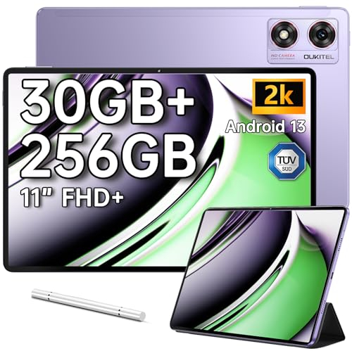 OUKITEL OT8 Tablet 11 Pollici, 30(6+24) GB+256GB Con Penna, 2K IPS HD, 8800mAh Gaming, 8MP+13MP AI Camera, Unisoc T606 Octa-Core Dual SIM/Face ID/TÜV/GPS/Widevine L1, Viola