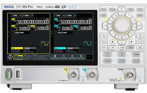 RIGOL Generador de Funciones, DG852 Pro Generador de Señales,50 MHz,2 Canal,Resolución de 16 bits,Pantalla táctil HD de 7 pulgadas,Ultra portátil,Ideal para pruebas en campo y enseñanza en laboratorio