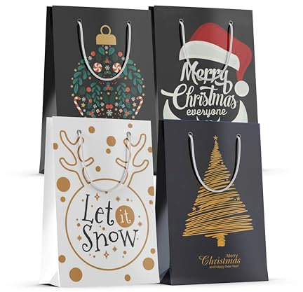 12 XXL Weihnachtstaschen Geschenktaschen Geschenktüten für Weihnachten: Weihnachtstüten ideal für Geschenkverpackungen für Geschenke