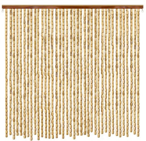Sh000ad Holzperlenvorhang,Bambusvorhang Türvorhang Hölzern Natur Perlenvorhang,Retro Innen-/Außen Raumteiler Insektenschutz Vorhang Fadenvorhang,Anpassbar,Breite x Höhe (100cm x 130cm(100 Stränge))