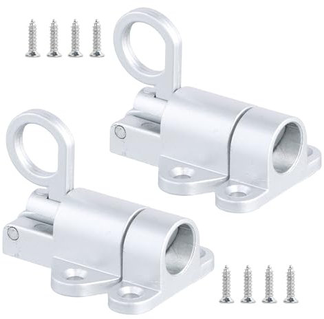 Rundago 2 Pièces Boulon à Ressort de Porte, Serrure à Ressort, Verrou Porte Automatiques, Serrure de Porte en Argent pour Applications WC/Remises/Portes de Placard/Balcon/Jardin (Argent)