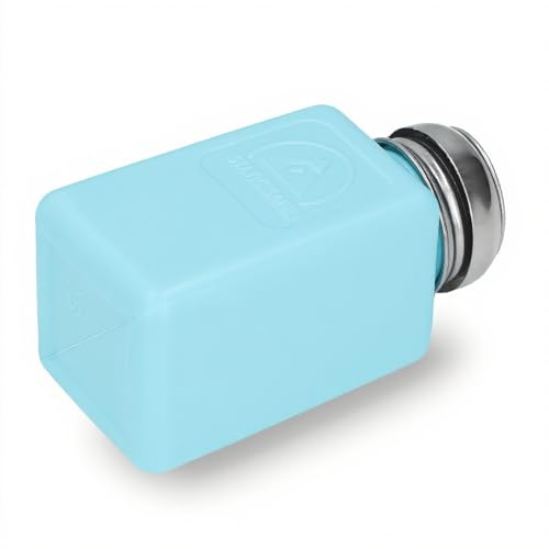 Distributeur de Solvant Antistatique ESD Flacon Carré avec Couvercle en Acier Inoxydable Compact Résistant Bleu Antistatique Solvant Dispenser