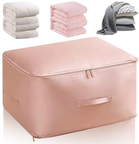 Ultra Platz sparender selbstkomprimierender Organizer, 2024 Neuest Komprimierender Beutel, Groß Selbstkomprimierende Bewegliche Organizertaschen for Bettdecken Kleidung Decken (Rosa, XL 52x42x60CM)