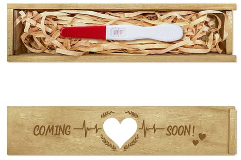 CHGCRAFT Schwangerschaftstest, Andenken-Box, hohl, Liebe, Schwangerschaftstest, Geschenkbox mit Bastband, Push-Pull, Holz, Schwangerschaftsankündigung, Geschenkbox, Ankündigung, Geschenke für Vater,