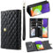 Asuwish Handyhülle für Samsung Galaxy A22/M32/M22 4G Hülle mit Band Kartenfach Klappbar Leder Blumen Geldbörse Ständer A 22 22A F22 G4 Handyhüllen Wallet Handy Hüllen Schutzhülle Phone Case Schwarz