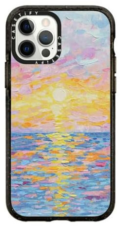 CASETiFY Impact Handyhülle für iPhone 12 Pro, militärische Qualität, Falltest, 2,5 m Fallschutz, Frosted Sunset, Transparentes Schwarz