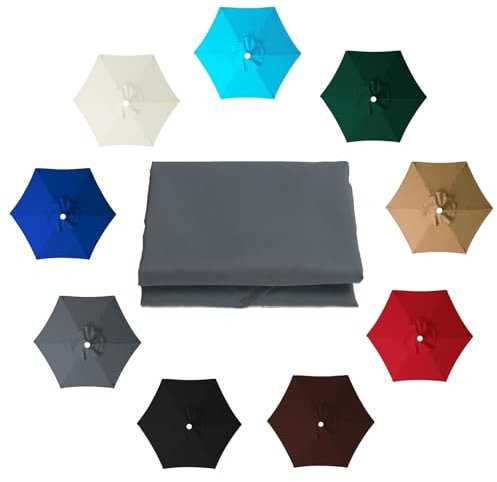 GUOGLZ Toile De Rechange Pour Parasol De Terrasse À 6 Baleines, 2.0m/2.7m/3.0m Bâche De Remplacement Pour Parasol Déporté, Grand Housse De Rechange Imperméable(Gray,3.0m(9.8ft))