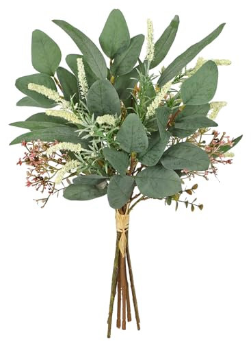 Arborus Ramo artificial de eucalipto artificial, 48 cm, para jarrón, verde, ramas artificiales de seda, como flores artificiales, decoración de boda, jarrón decorativo en el salón, dormitorio, oficina