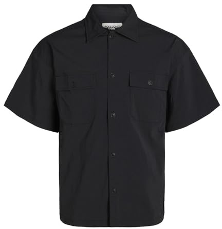 JACK & JONES Altitude Oversized Nylon Shirt-Black-XX-Large