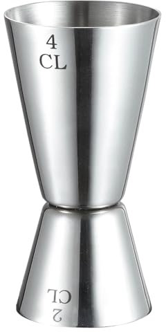 Cocktail Dual Gin Messbecher - Barmass Cocktailmessbecher - Doppelmass Jigger mit Skalierung 2cl 4cl - Edelstahl - Schnaps Ausgiesser - Mixbecher Portionierer Zubehör Jigger Maatbeker Barbecher