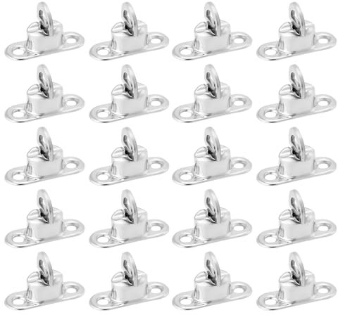 EMSea Lot de 20pcs Verrous Torsadés Laiton Nickelé à 2 Trous 11 Mm œillets Ovales 11 Mm X 7 Mm Goujon Base Auvent Bateau Attache Torsadée Couverture Piscine Sac Meubles Jardin Bricolage