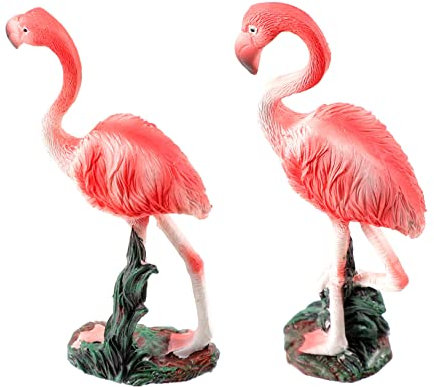 KONTONTY 2 Stück Flamingo Figur aus Kunstharz für Garten und Bonsai Deko