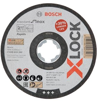 Bosch Professional 1x Standard for Inox X-LOCK Trennscheibe (für Edelstahl, Ø 125 x 1 x 22,23 mm, Gerade, Zubehör Winkelschleifer) (Packung mit 10)