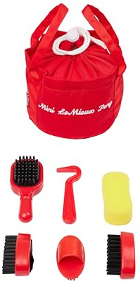 LeMieux Spielzeug-Pony-Pflegeset Chili – inklusive Bürsten, Striegel, Schwamm, Tangle Tidy & Hufkratzer – Aufbewahrung in Mini-Pflegebeutel mit Kordelzug – geeignet für Kinder ab 3 Jahren