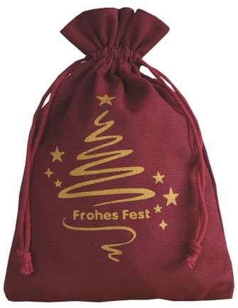 | 6 Weihnachtsbeutel - Tannenbaum- Frohes Fest- Bordeaux - Adventskalender, Weihnachten, Geschenkverpackung, Christkind (30x20 cm)