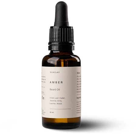 SILKCLAY Amber Bartöl und Gesichtshautöl Beard Oil aus 6 Ölen nährt und revitalisiert 30 ml