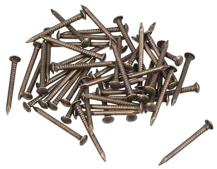 TOP-VIGOR 50Pcs Hardware Nails, 1.2mmx15mm Brass Nails and Pins Assortment, Wall Pins Tacks Nails for Woodworking, Panel Pins for Hanging Picture, Frame, Mirror, Furniture, Construction