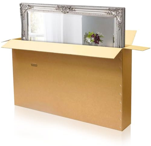 Mirror Packaging Cardboard Box | Sturdy Frame Box Made up of thick Cardboard with Handles | Double Walled Solid large cardboard box | Ideal for Shipping Frames, Mirrors & Paintings (Standard Size)