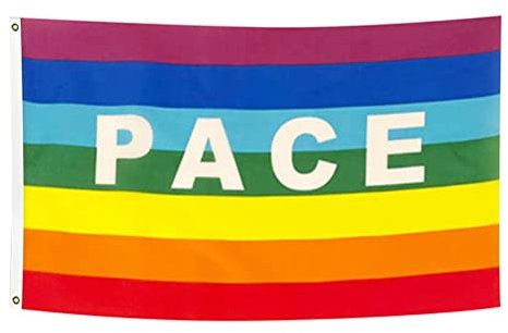Peace-Banner, bunte Friedensflagge, Polyester, Pazifistenflagge, 90 x 145 cm, Friedensbanner für Garten, Balkon, Outdoor, Standard