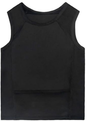 Tmendy Gilet Pare-balles de Niveau IIIA，T-shirt ，Vêtements de Protection de sécurité Tactique dissimulés Gilets résistants aux Coups de Couteau Léger Imperméable Respirant Black,3XL