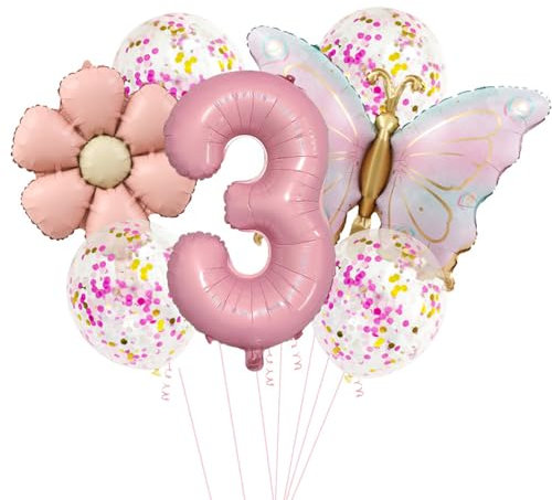 Schmetterlinge Deko Luftballon 3. Geburtstag Mädchen,Zahlen 3. Folienballon Schmetterling,3 Jahre Geburtstagsdeko Schmetterling,Luftballon 3. Geburtstag Mädchen Geburtstage Schmetterlinge Themen Party