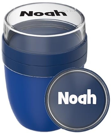 Mepal Müslibecher To Go mit Namen - Personalisierte Joghurtbecher - Lunchpot Ellipse Mini - To Go Becher - Geeignet für Gefrierschrank, Mikrowelle & Spülmaschine - 300 ml + 120 ml - Vivid blue